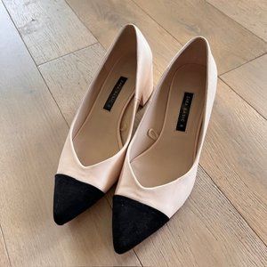 Zara Basic Women's Pump Shoes | Pink Nude and Black Pointed | Size 8